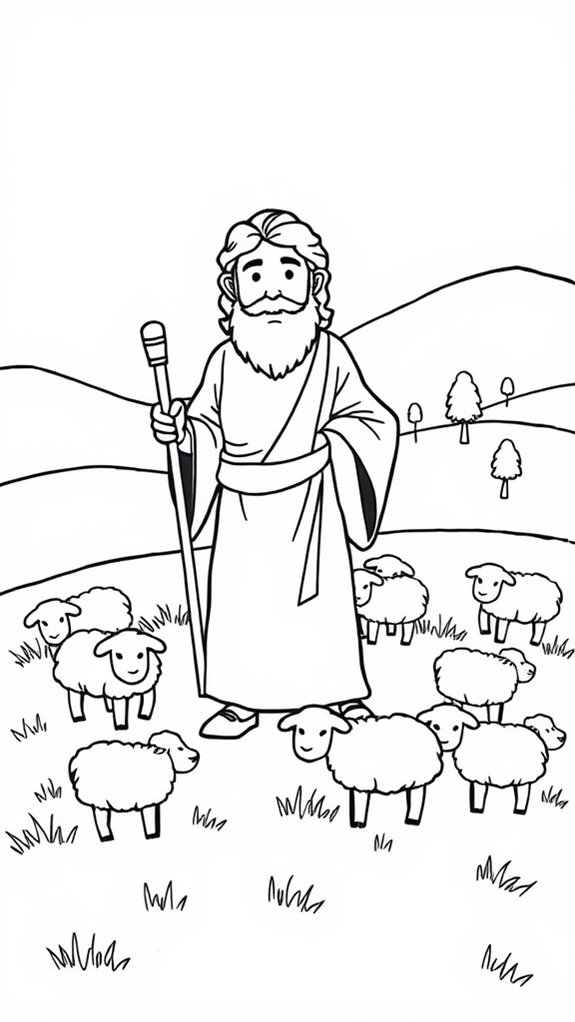 moses coloring page sheep