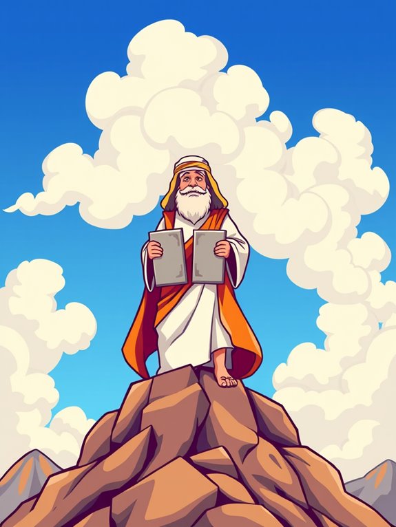 moses depicted with clouds