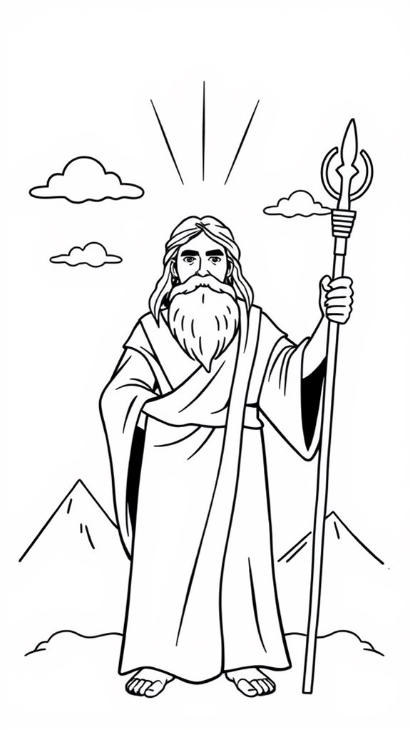 moses line art coloring page