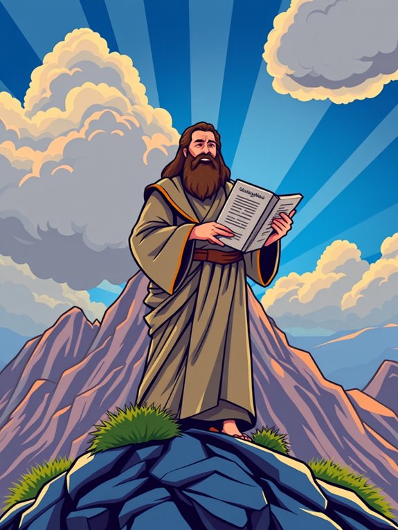 moses receiving commandments depicted