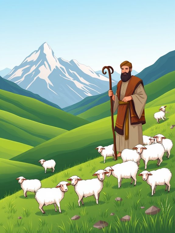 mountain shepherd with sheep