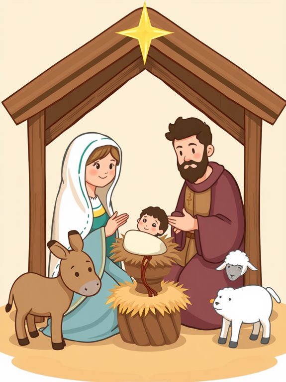 nativity scene blanket clipart