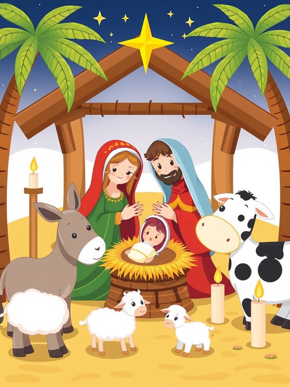 nativity scene candle clipart