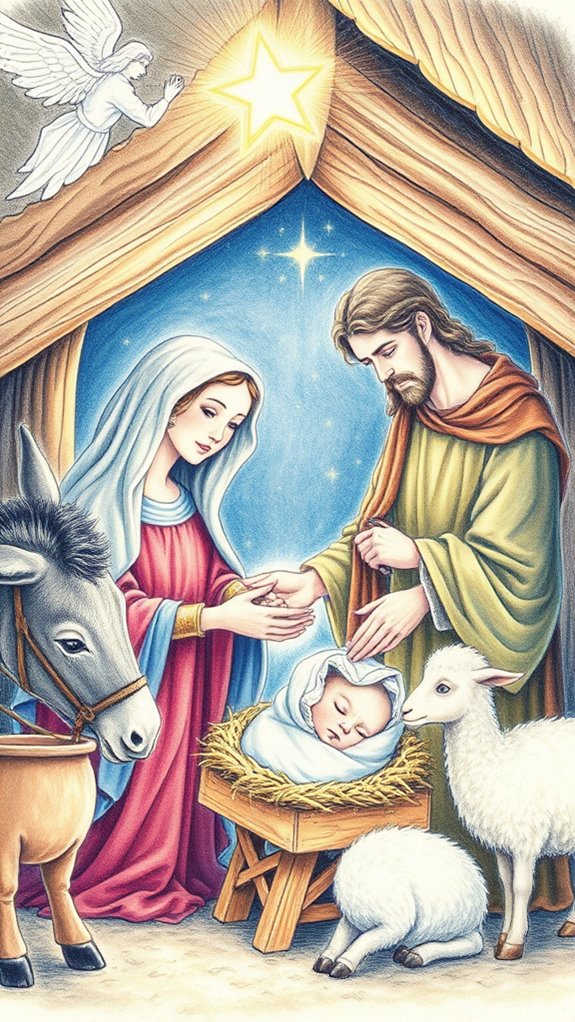 nativity scene color drawing