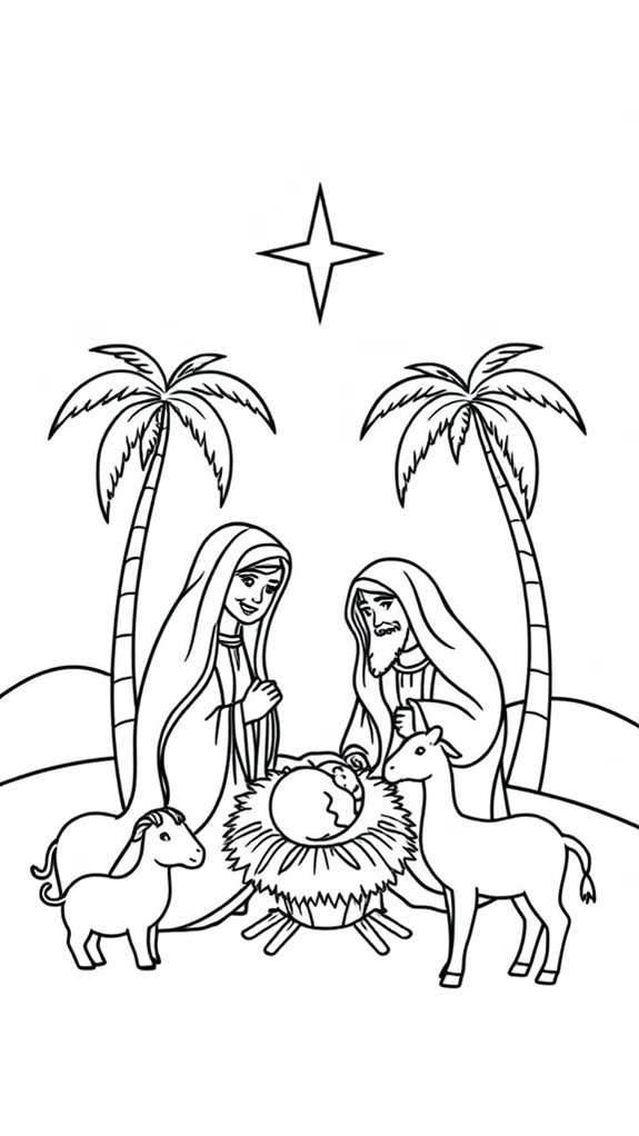 nativity scene coloring page