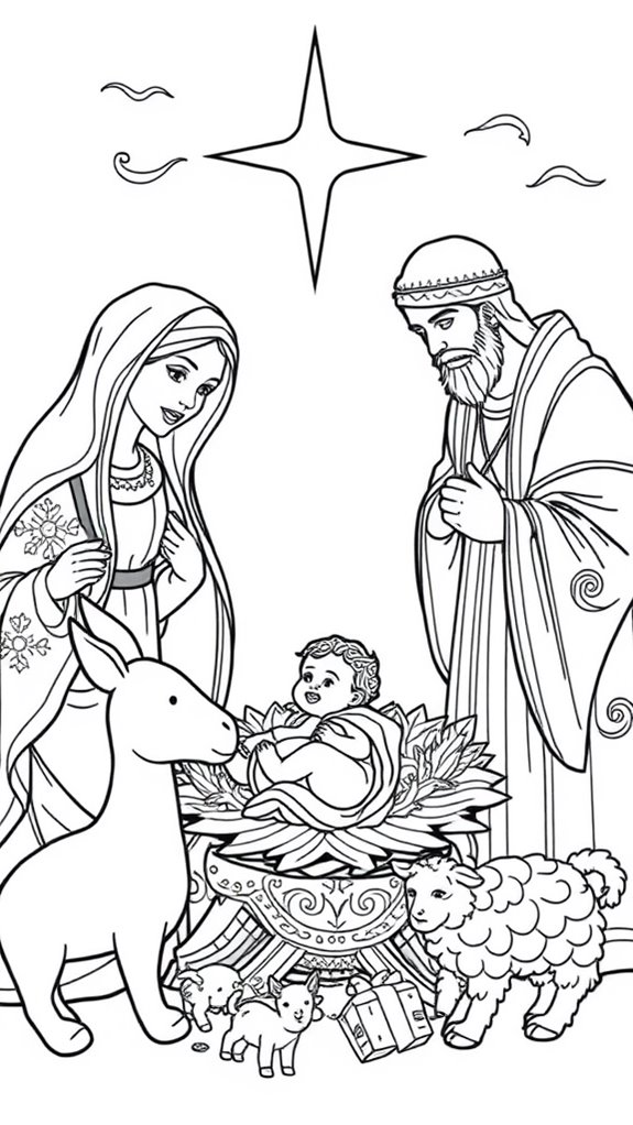 nativity scene coloring page