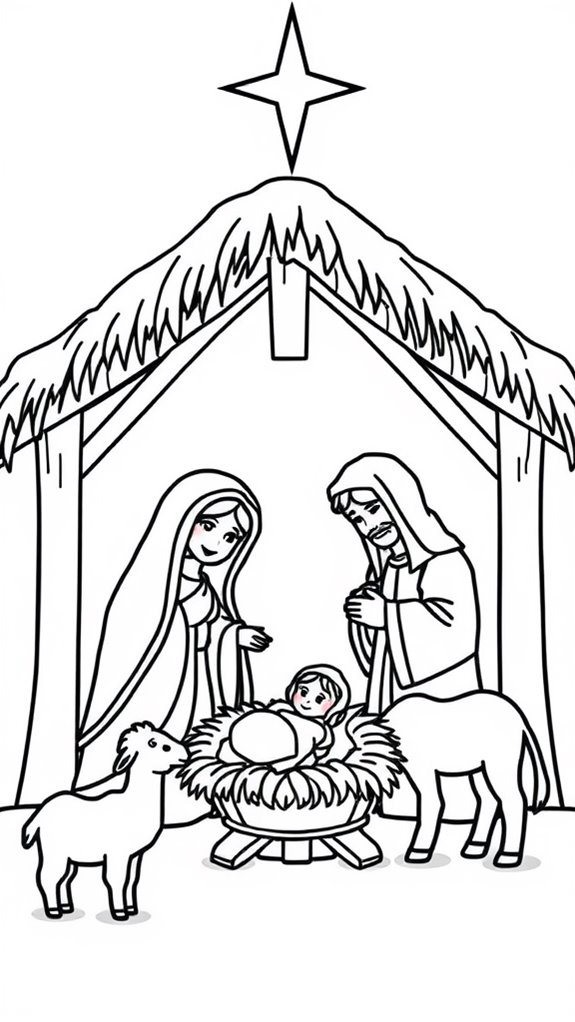 nativity scene coloring page