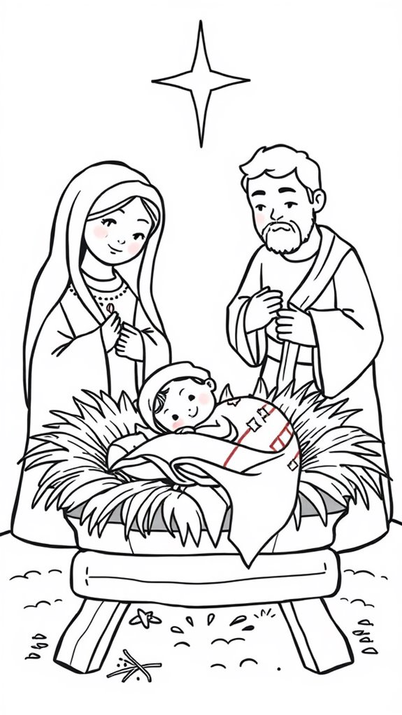 nativity scene coloring page