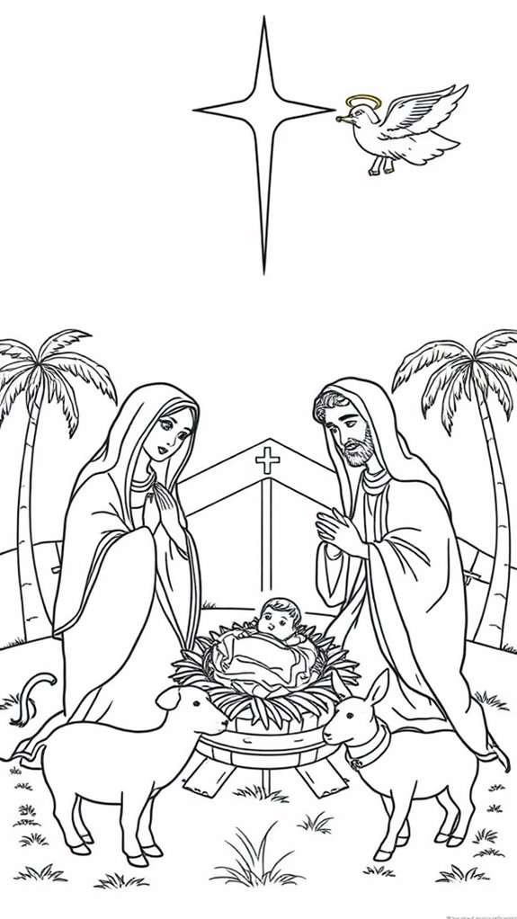 nativity scene coloring page