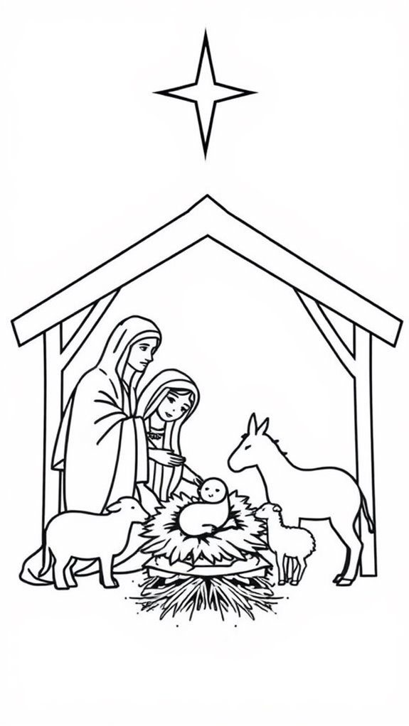 nativity scene coloring page