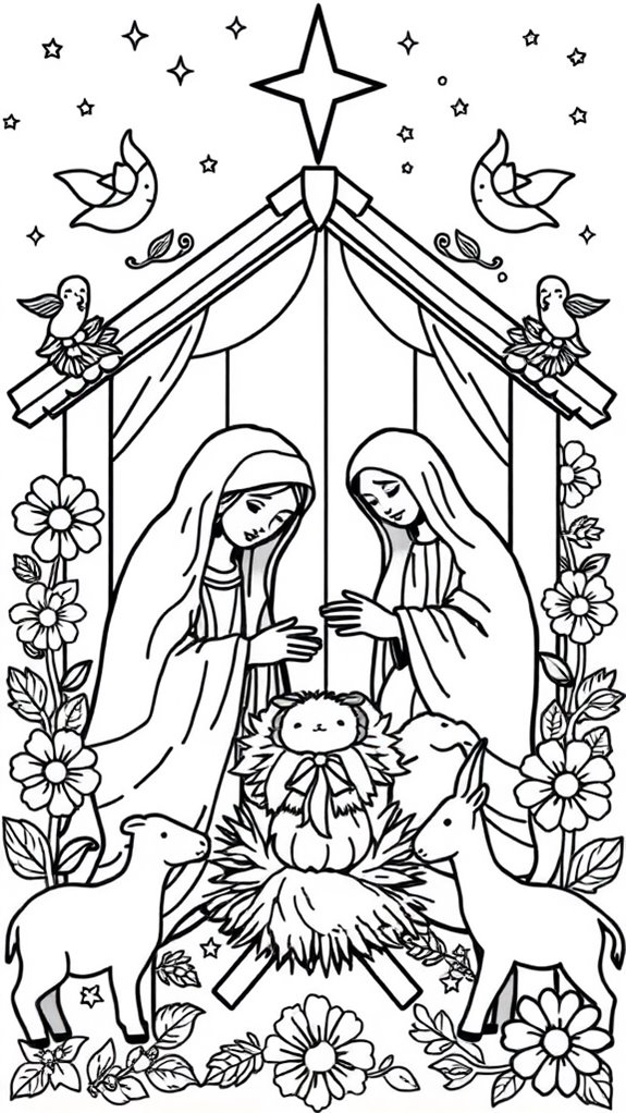 nativity scene coloring page