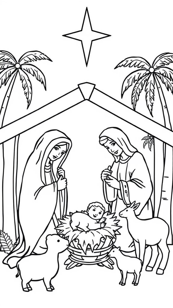 nativity scene coloring page