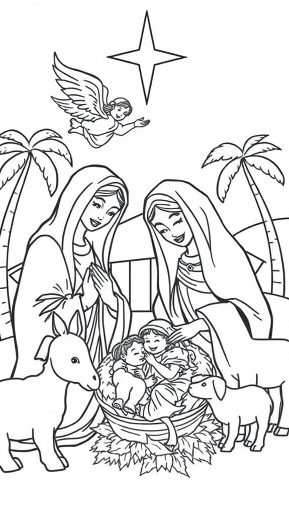 nativity scene coloring page