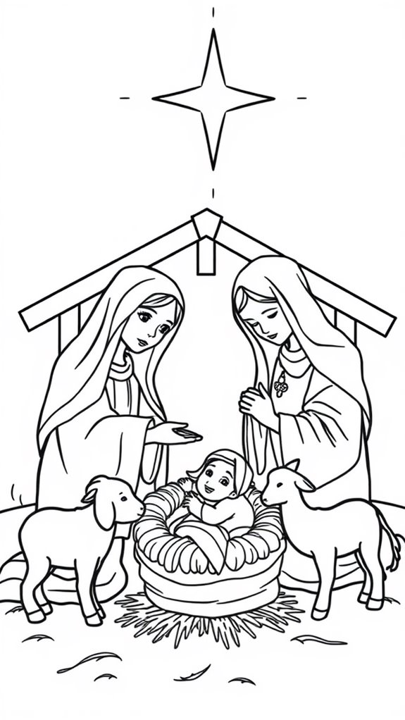 nativity scene coloring page