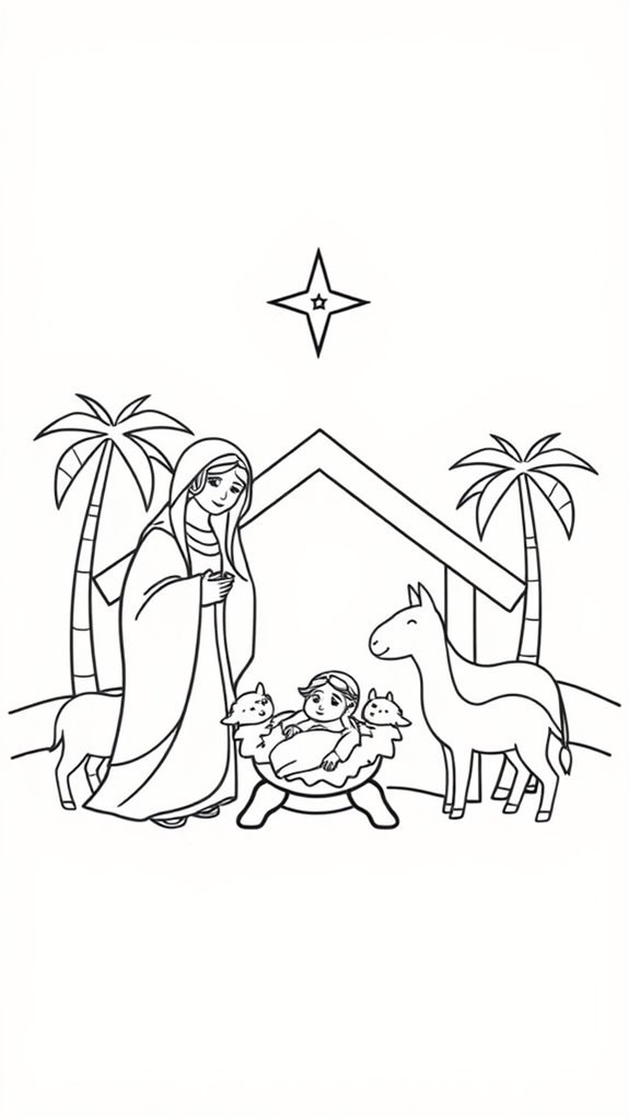 nativity scene coloring page