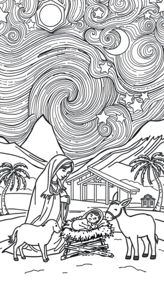 nativity scene coloring page