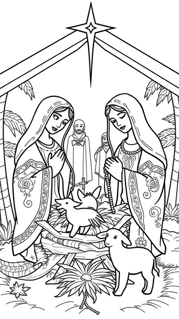 nativity scene coloring page