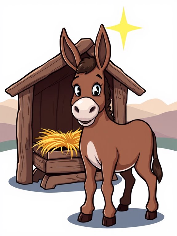 nativity scene donkey illustration