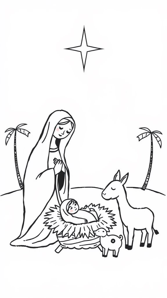 nativity scene drawing illustration