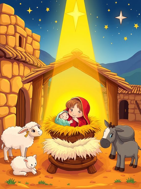 nativity scene illustration clipart