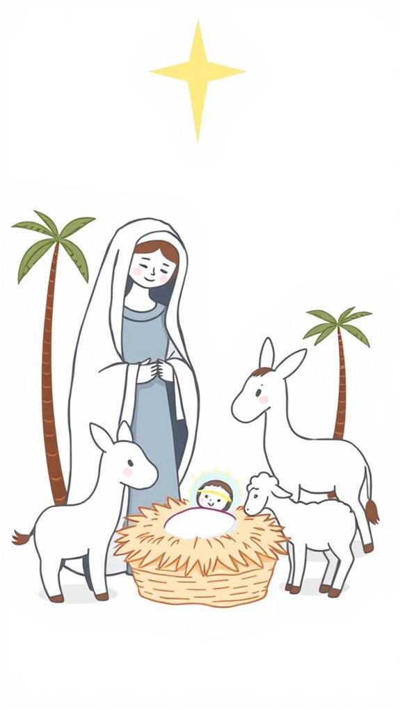 nativity scene illustration drawing