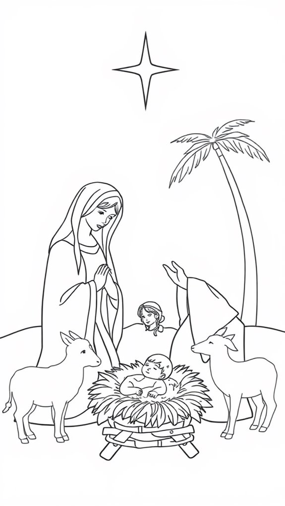 nativity scene line drawing