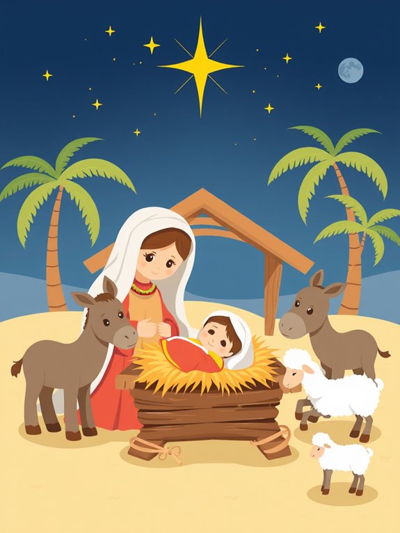 nativity scene manger clipart