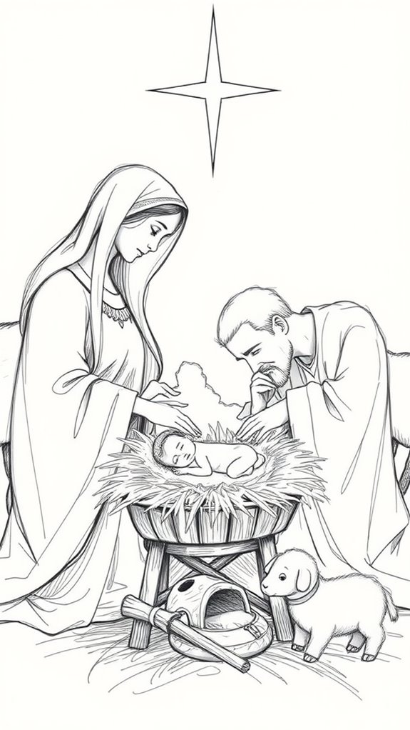 nativity scene sketch artwork