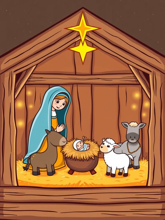 nativity scene stable clipart