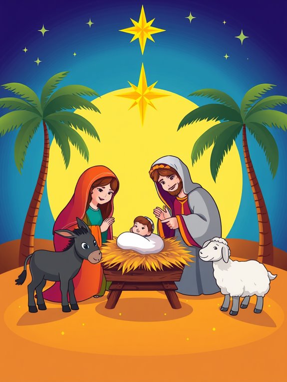 nativity scene tree illustration