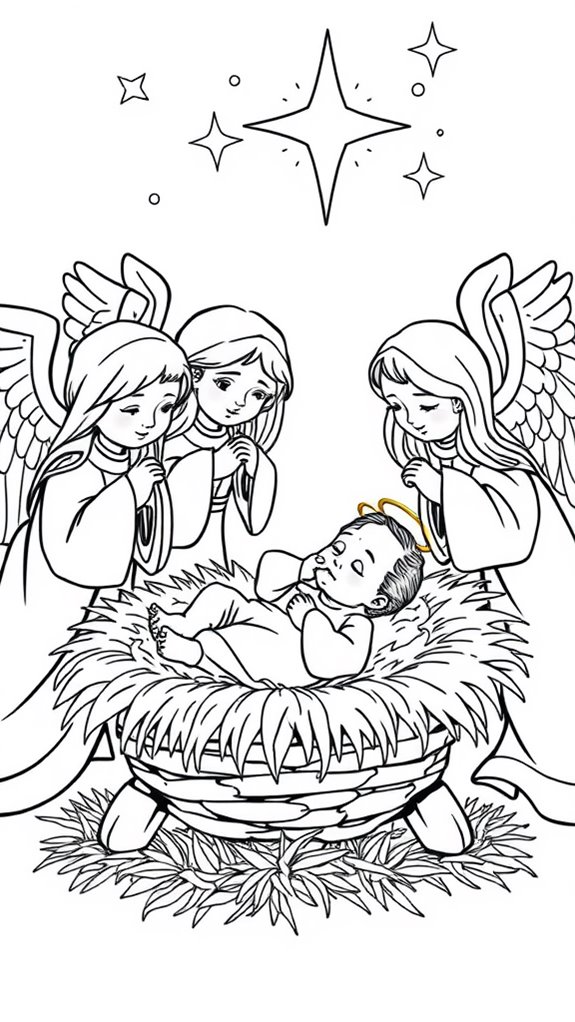 nativity scene with angels