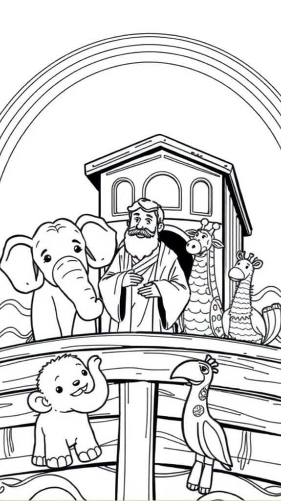 noah and animals coloring page