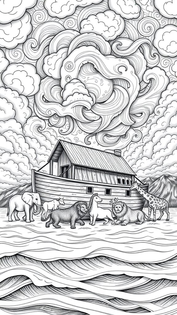 noah s ark monochrome illustration