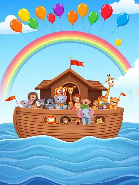 noah s ark rainbow balloons