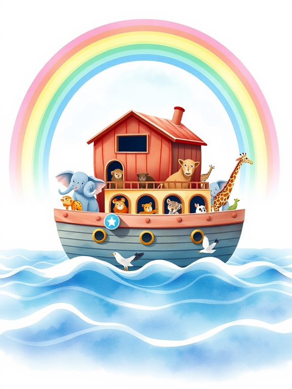 noah s ark watercolor illustration