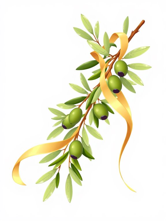 olive branch ribbon clipart