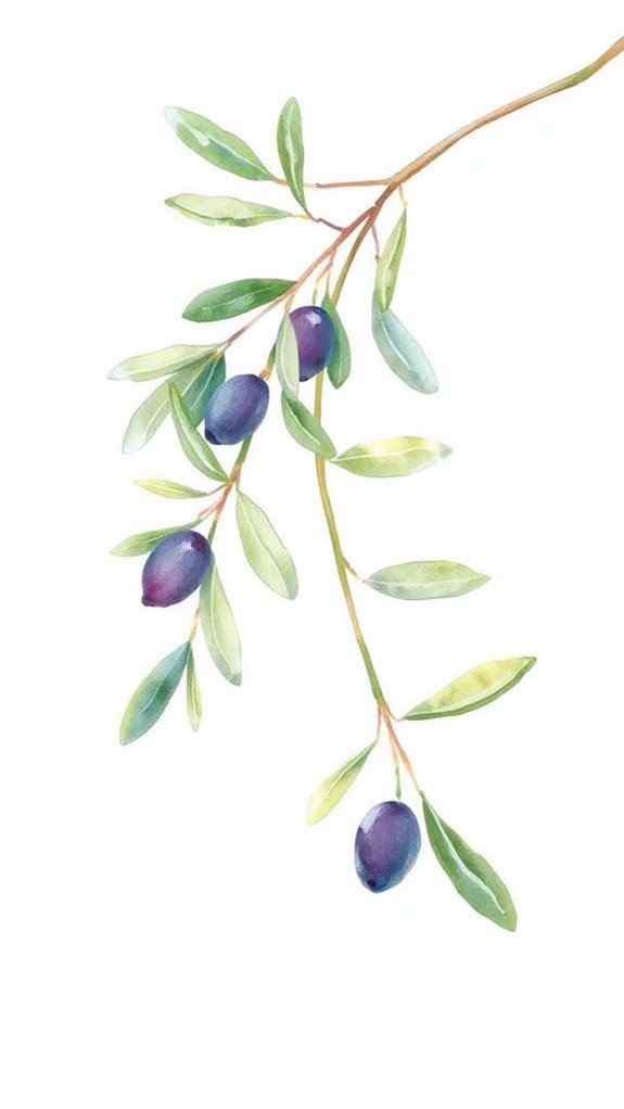 olive branch watercolor artwork