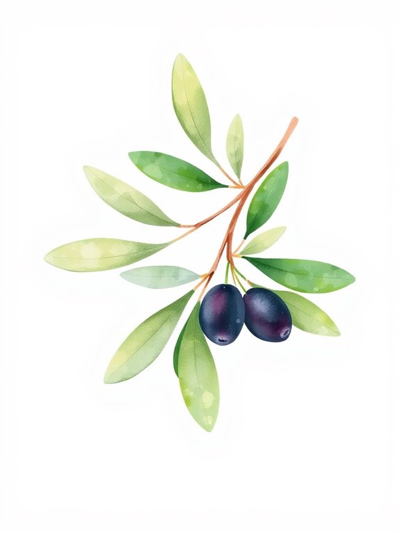 olive branch watercolor illustration