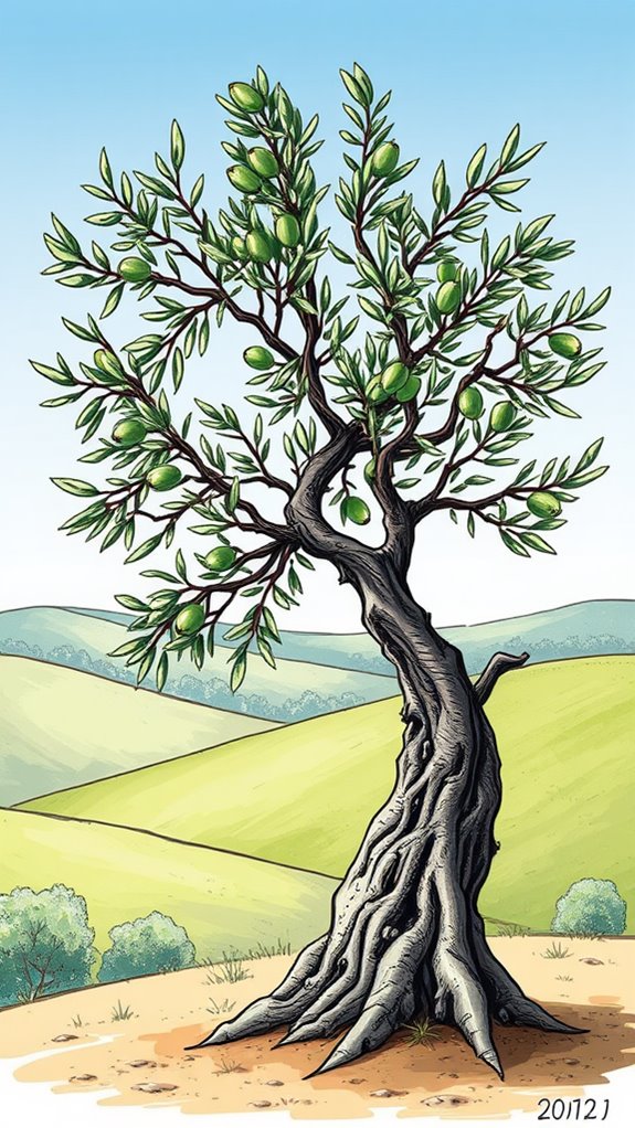 olive tree sketch illustration