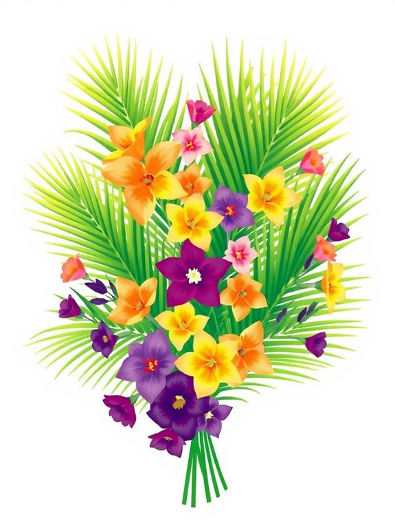 palm and flower clipart