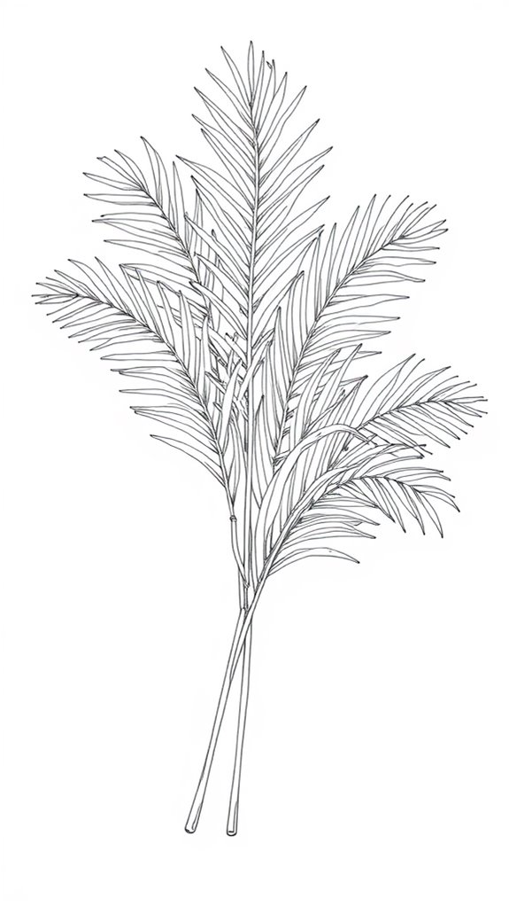 palm branches line drawing