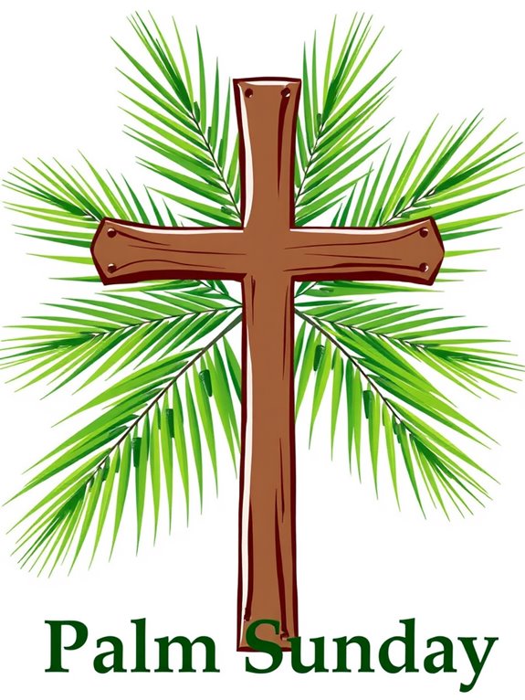 palm fronds and cross