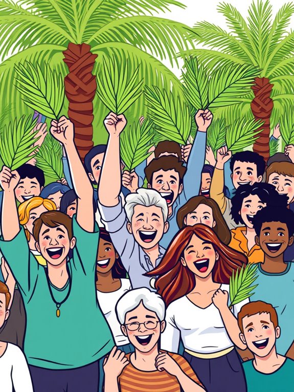 palm raising crowd illustration image