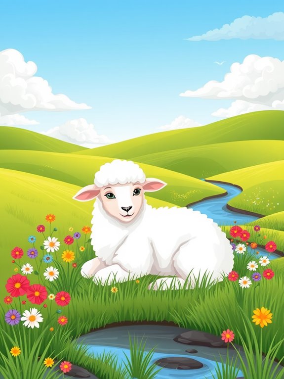 pastoral scene with lamb