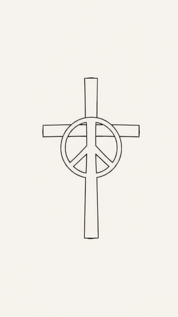 peace symbol cross drawing