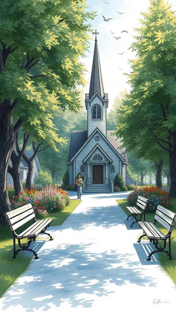 peaceful church scene sketch