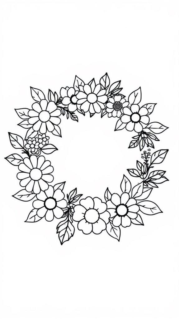 peaceful floral coloring page