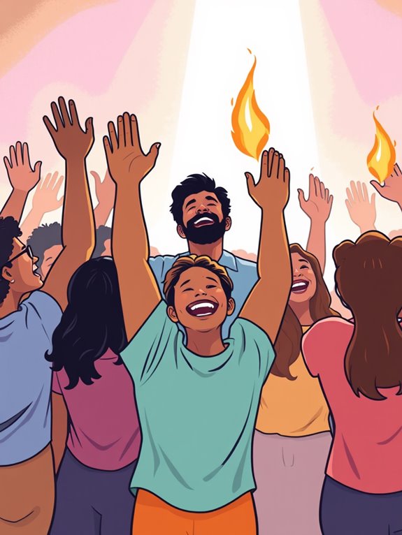 pentecost hands raised illustration