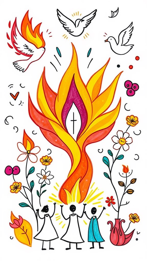 pentecost symbols doodle drawing