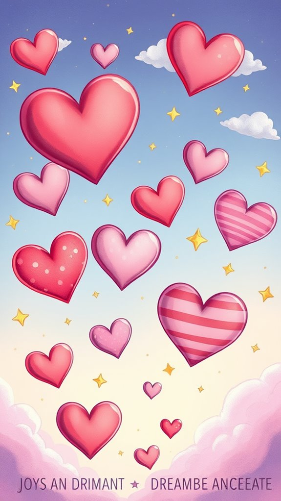 playful hearts in air